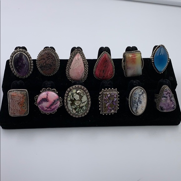 Sterling silver natural stones rings - Picture 4 of 7